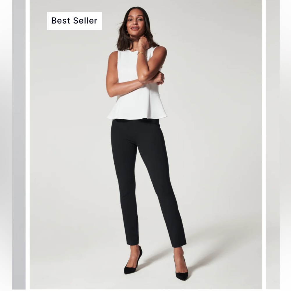 Spanx The Perfect Pant Ankle Back Seam Skinny Classic Black Size M